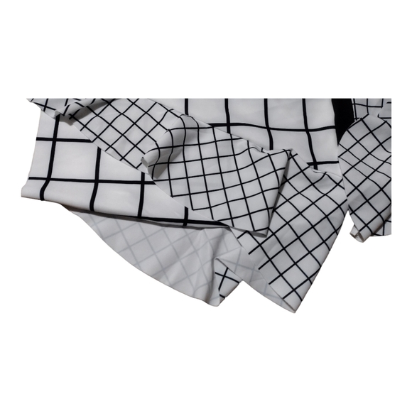 ASOS DESIGN White and Black Grid Design One Shoulder Ruffle Mini Dress, Size 2 - Picture 6 of 16